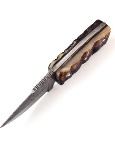 Cuchillo Skiner Poshland BC-69 Acero Damasco 6.35 cm Mango Cuerno 2