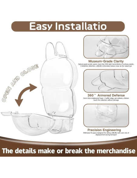 Funda Protectora Acrílica Labub para Figuras Sentadas 15cm