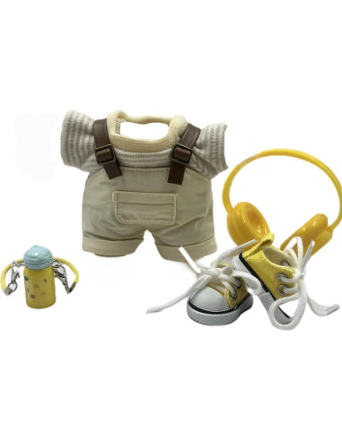 Conjunto de Ropa de Muñeca Labubu 15cm y 17cm Beige