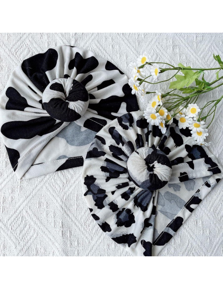 4 Gorros Turbante para Bebé Algodón Suave 0-3 Años 4 Gorros Turbante para Bebé Algodón Suave 0-3 Años