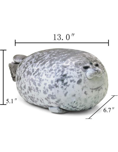 Almohada de Foca Gorda Kawaii Minimin - 30 cm Suave y Realista