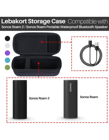 Funda Dura Lebakort para Altavoz Sonos Roam 2/ Roam/ SL Negra