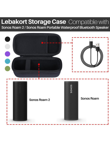 Funda Dura Lebakort para Altavoz Sonos Roam 2/ Roam/ SL Negra Funda Dura Lebakort para Altavoz Sonos Roam 2/ Roam/ SL Negra