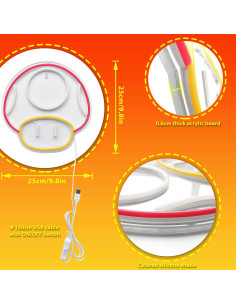 Luz de Neón LED Heliwey Hongo Rojo 30x25 cm para Juegos 2