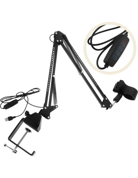 Soporte de Micrófono RGB Ajustable Negro 92cm para Streaming