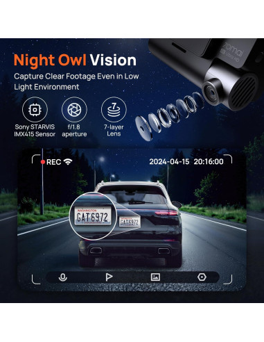 Cámara Dash 4K 70mai A800S con GPS y WiFi 5GHz, Doble Lente