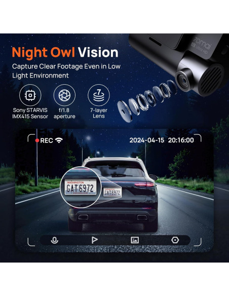 Cámara Dash 4K 70mai A800S con GPS y WiFi 5GHz, Doble Lente Cámara Dash 4K 70mai A800S con GPS y WiFi 5GHz, Doble Lente