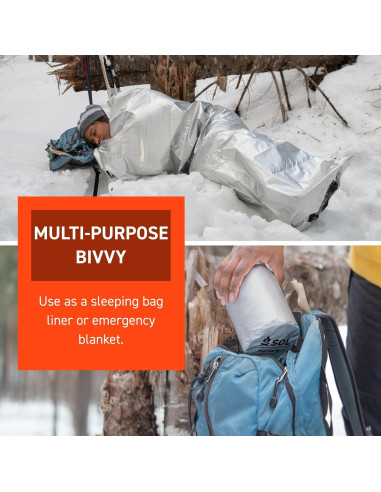 Bivvy Térmico S.O.L. con Silbato de Rescate - Manta de Emergencia
