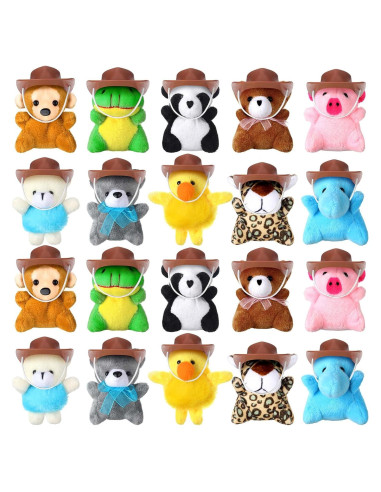 20 Mini Juguetes de Peluche Vaquero con Sombreros - Blueweenly