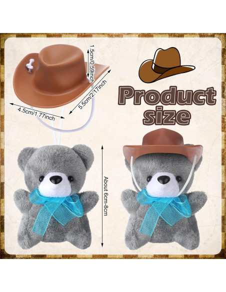 20 Mini Juguetes de Peluche Vaquero con Sombreros - Blueweenly