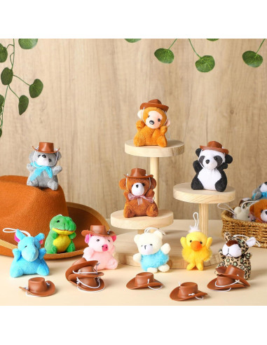 20 Mini Juguetes de Peluche Vaquero con Sombreros - Blueweenly