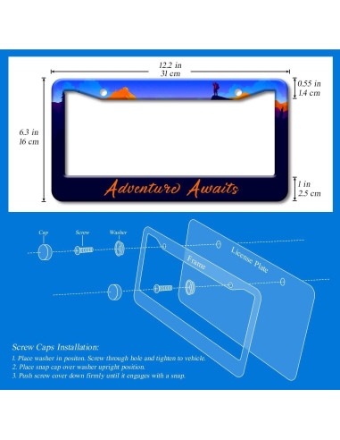 2 Marcos de Placa de Licencia Pirffii Aventura Azul Universales