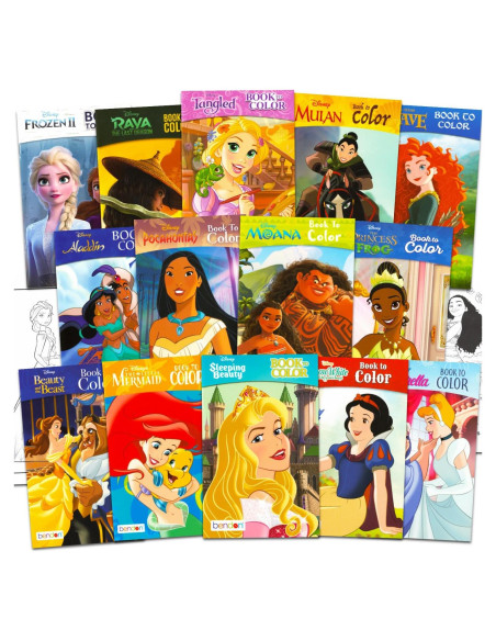 14 Mini Libros de Colorear Princesas Disney para Niñas 4-8 Años