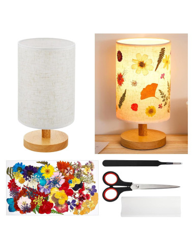 Lámpara de Mesa Vintage Hortsun con Flores Prensadas 21.3x15.2cm