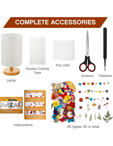 Lámpara de Mesa Vintage Hortsun con Flores Prensadas 21.3x15.2cm