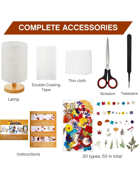 Lámpara de Mesa Vintage Hortsun con Flores Prensadas 21.3x15.2cm