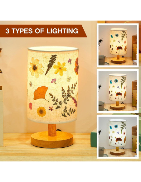 Lámpara de Mesa Vintage Hortsun con Flores Prensadas 21.3x15.2cm
