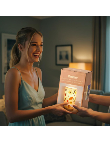 Lámpara de Mesa Vintage Hortsun con Flores Prensadas 21.3x15.2cm