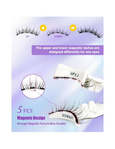 Pestañas Magnéticas LZM 2 Pares Reutilizables Impermeables