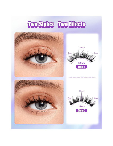 Pestañas Magnéticas LZM 2 Pares Reutilizables Impermeables