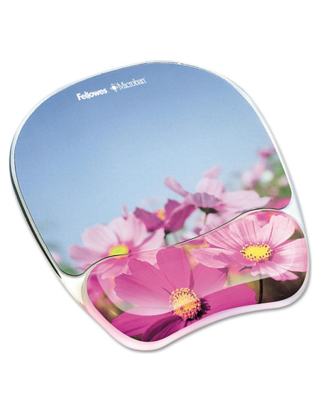 Almohadilla de Ratón de Gel Fellowes 23.5x20 cm Flores Rosadas
