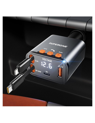 Adaptador de Coche Bluetooth 5.3 SUPERONE con Cargador 69W