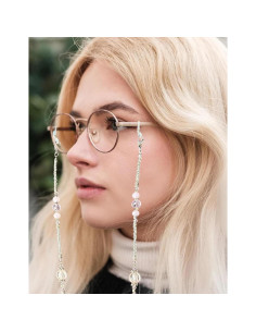 Cadena de Gafas para Mujeres Soporte con Perlas Rosa 2