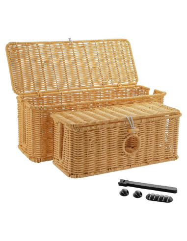 Set de 2 Cajas Organizadoras de Cables IHKFILAN Ratán 15.7x6.3cm