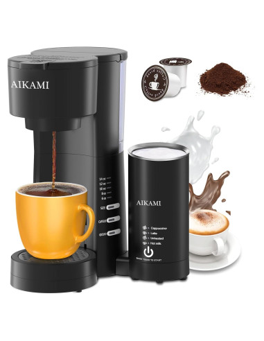 Cafetera AIKAMI 1 Taza con Espumador de Leche 4 en 1