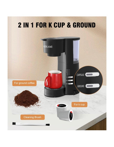 Cafetera AIKAMI 1 Taza con Espumador de Leche 4 en 1