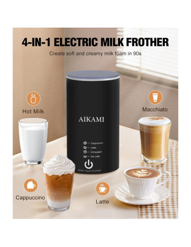 Cafetera AIKAMI 1 Taza con Espumador de Leche 4 en 1