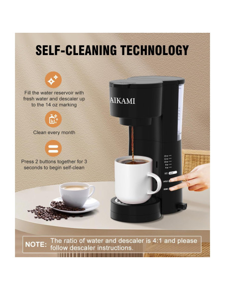 Cafetera AIKAMI 1 Taza con Espumador de Leche 4 en 1