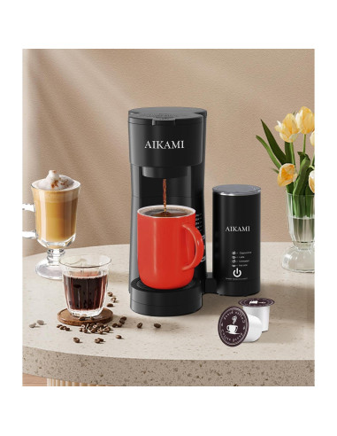 Cafetera AIKAMI 1 Taza con Espumador de Leche 4 en 1