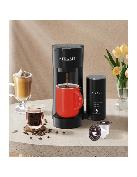Cafetera AIKAMI 1 Taza con Espumador de Leche 4 en 1