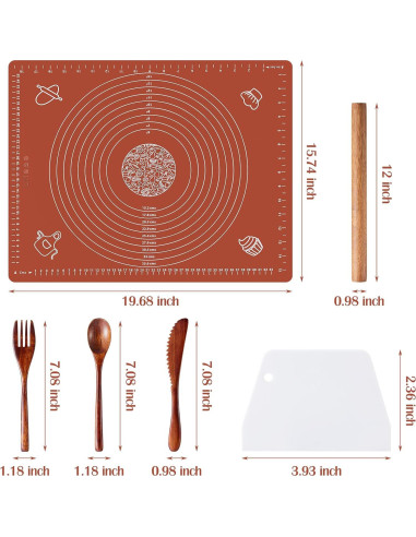 Juego de 6 Utensilios de Cocina Leedylove - Tapete Silicona 50.8x40.6cm