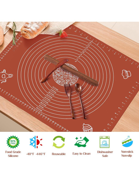 Juego de 6 Utensilios de Cocina Leedylove - Tapete Silicona 50.8x40.6cm