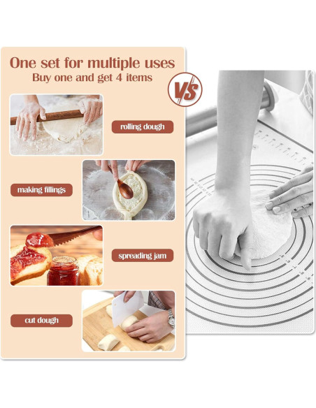 Juego de 6 Utensilios de Cocina Leedylove - Tapete Silicona 50.8x40.6cm