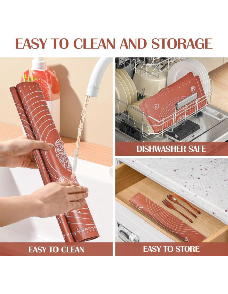 Juego de 6 Utensilios de Cocina Leedylove - Tapete Silicona 50.8x40.6cm