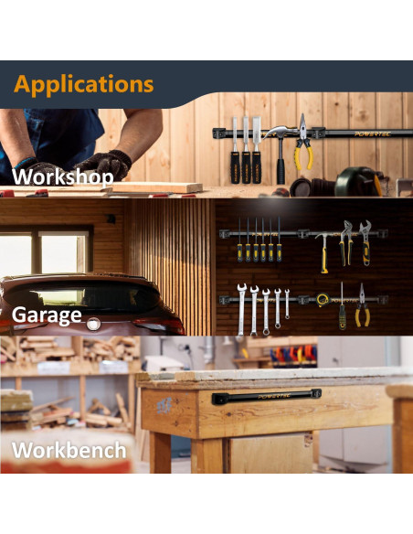 Barra Magnética para Herramientas POWERTEC 30.48 cm 4PK