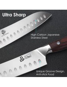 Cuchillo Santoku DDF iohEF 7" Acero Inoxidable Japonés Ergonómico 2