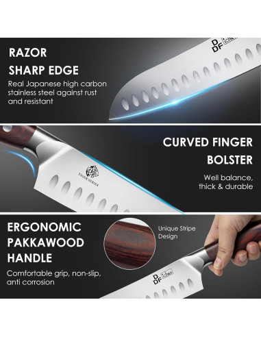 Cuchillo Santoku DDF iohEF 7" Acero Inoxidable Japonés Ergonómico