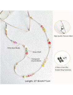 Cadena de Gafas YN02 con Perlas Coloridas y Cristales 2