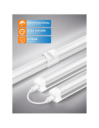 Luz de Taller LED 8FT ELEKICO 100W 15000lm Conectable 10 Pcs