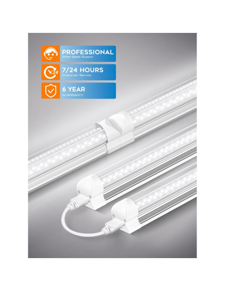 Luz de Taller LED 8FT ELEKICO 100W 15000lm Conectable 10 Pcs