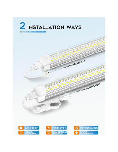 Luz de Taller LED 8FT ELEKICO 100W 15000lm Conectable 10 Pcs