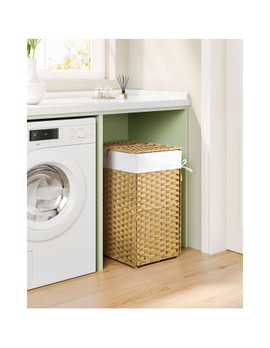 Cesta de Ropa GREENSTELL 60L con Tapa y 2 Bolsas Removibles