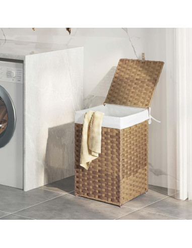 Cesta de Ropa GREENSTELL 60L con Tapa y 2 Bolsas Removibles