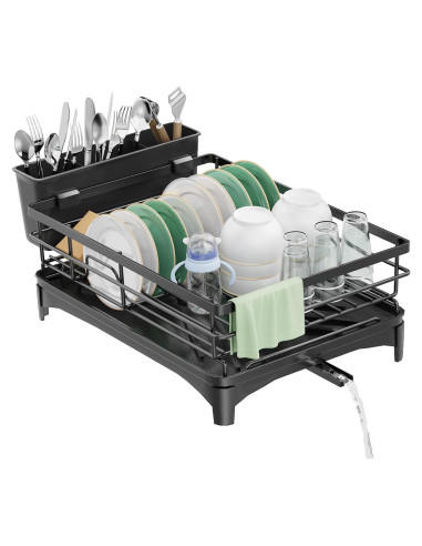 Escurridor de Platos Azevix Grande de Acero Inoxidable Negro