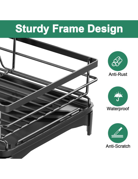 Escurridor de Platos Azevix Grande de Acero Inoxidable Negro