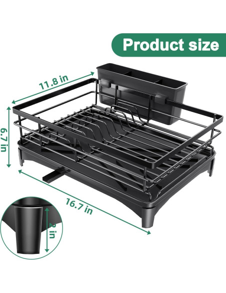 Escurridor de Platos Azevix Grande de Acero Inoxidable Negro